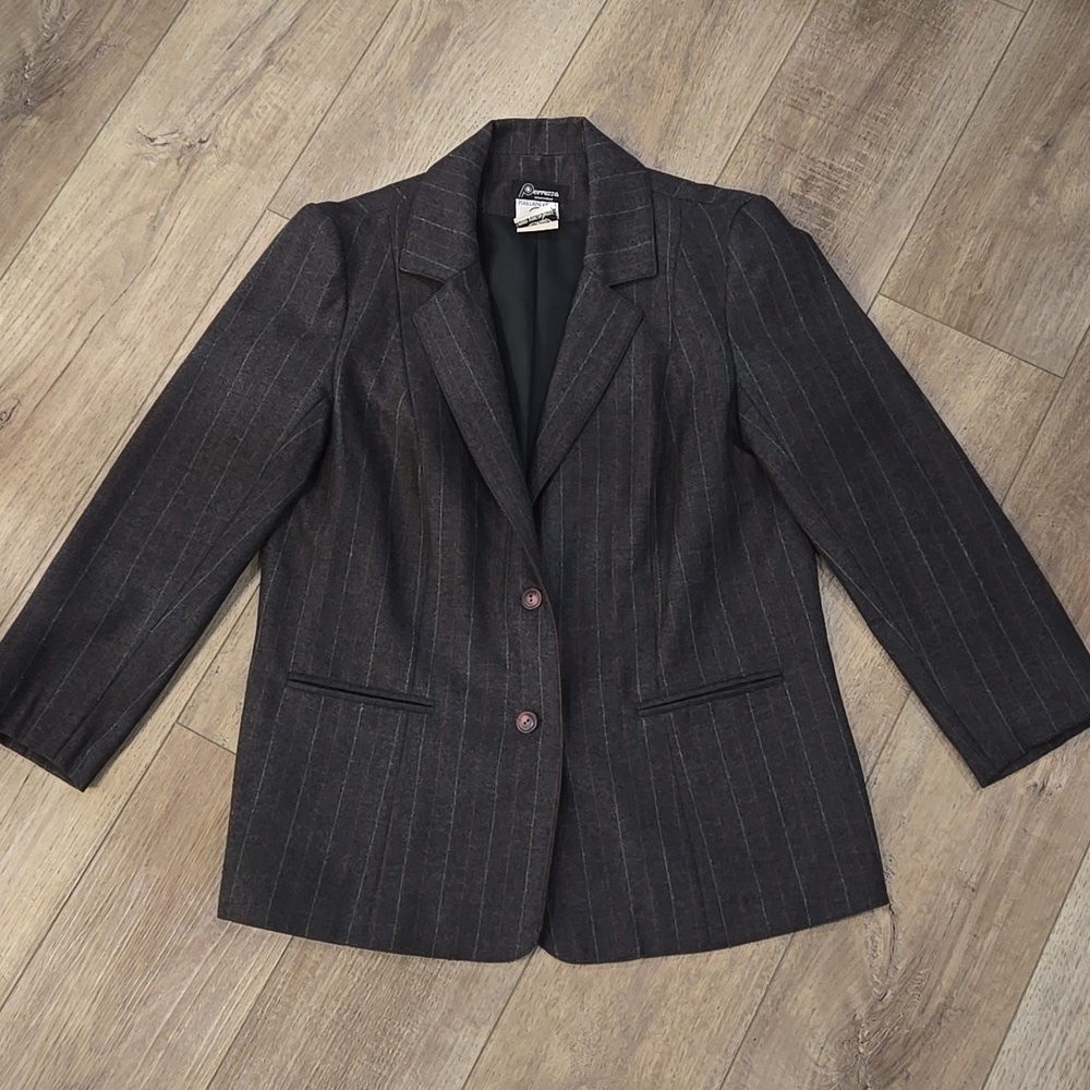 Retro 90's Women's Charcoal Pinstripe Blazer Old Money/Ralphcore Jacket